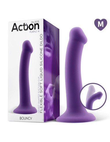 Bouncy Dildo Silicona Liquida Hiper Flexible 7 18 cm Talla M Purpura