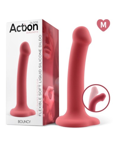 Bouncy Dildo Silicona Liquida Hiper Flexible 7 18 cm Talla M Burgundy