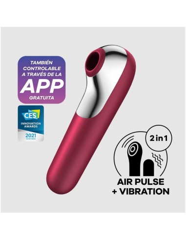 Dual Love Vibrador y Succionador de Aire Pulsado Rojo|A Placer