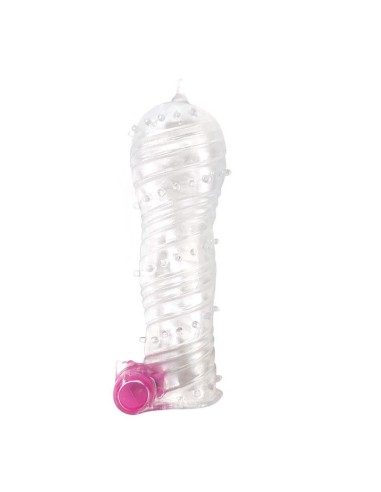 Funda para el Pene Texturizada con Bala Vibradora Transparente