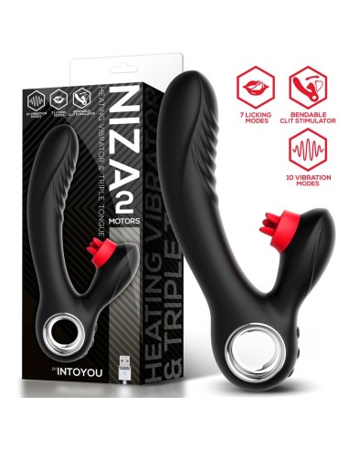 Niza Vibrador con Calor y Triple Lengua Estimuladora de Clítoris|A Placer