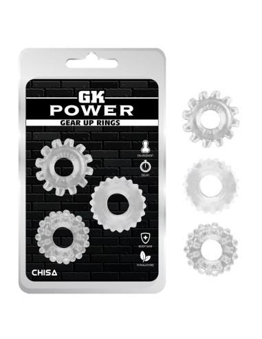 Kit 3 Anillos Pene Gear Up Transparente