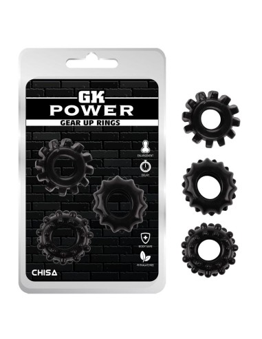 Kit 3 Anillos Pene Gear Up Negro