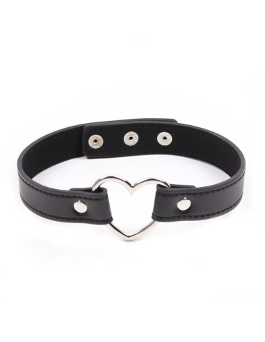 Collar con Aro en Forma de Corazon Ajustable 415 cm Negro