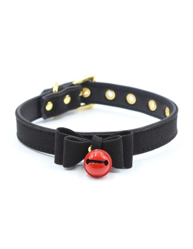 Collar con Lazo y Cascabel 44 cm Negro Rojo