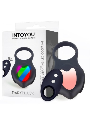 Darkblack Anillo Vibrador con Led Control Remoto USB Silicona