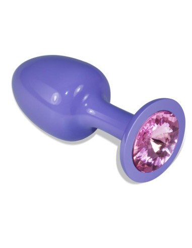 Plug Anal de Metal Purpura Rosebud con Joya Rosa