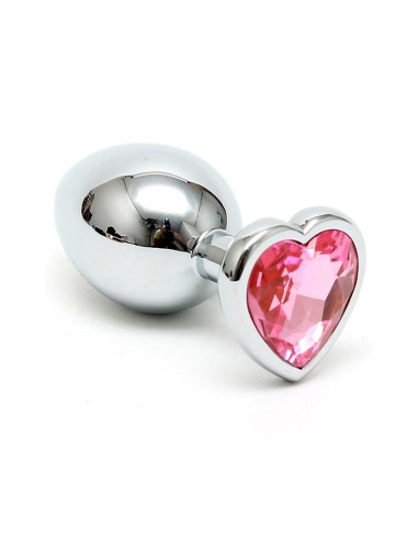 Plug Anal Acero Inox Cristal Corazon Rosa