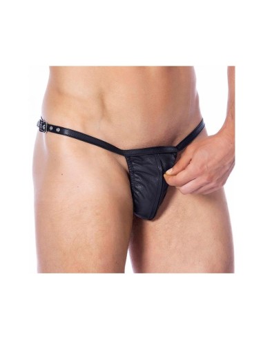 Tanga de Cuero Ajustable con Cremallera Talla unica