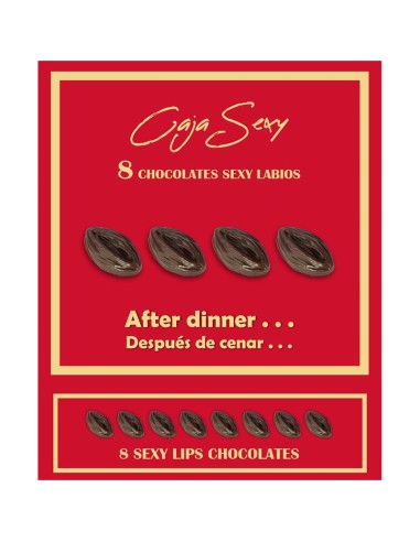 Caja Roja Sexy Forma de Labios Chocolate Negro 8 unidades