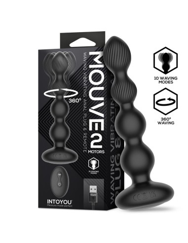 Mouve Plug Anal con Waving y Vibracion con Control Remoto 2 Motores