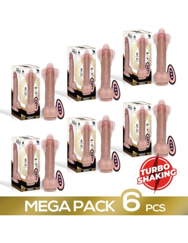 Pack de 6 Tiberio Dildo Realista Turbo Shaking con Trusting, Rotación 360º y Control Remoto|A Placer